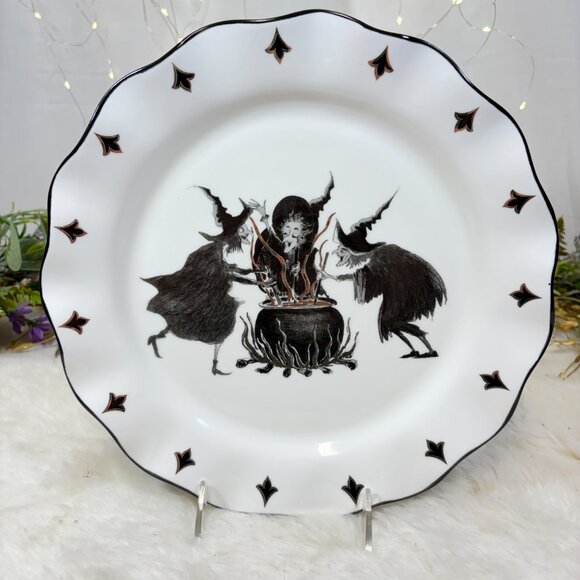 Potters Studio Three Witches Cauldron Coven Halloween Party 4 Dinner Plate Set 4 - Picture 7 of 8